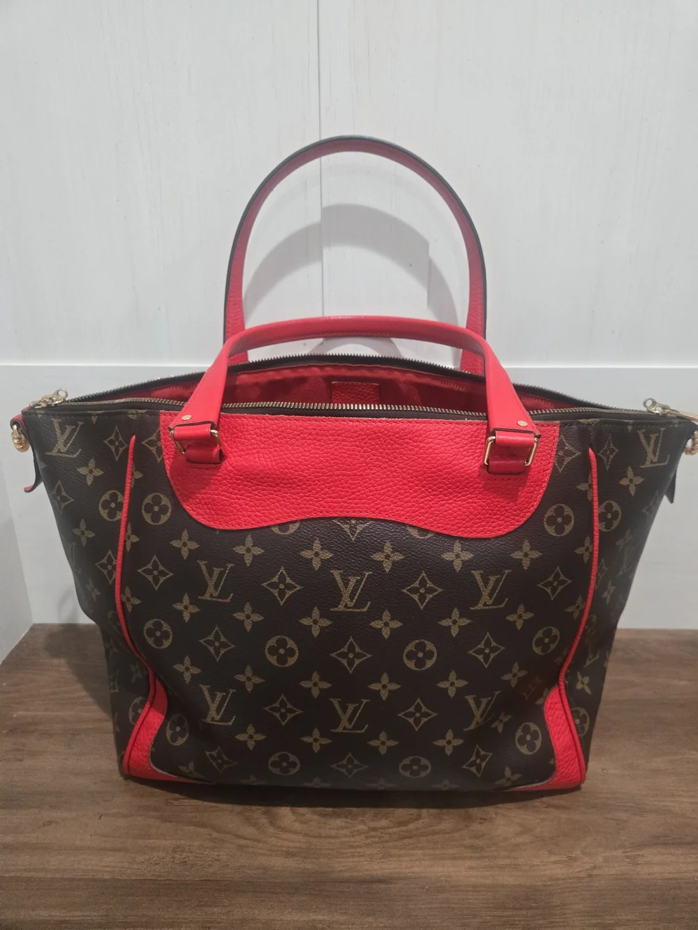 Louis Vuitton Estrela Monogram Canvas Shoulder Tote with Red Trim